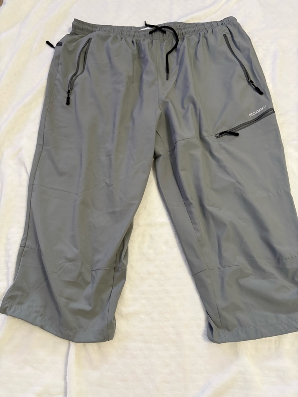 Mocoly Women's Capri Joggers XXL Gray Elastic Waist Pockets Drawstring Stretch